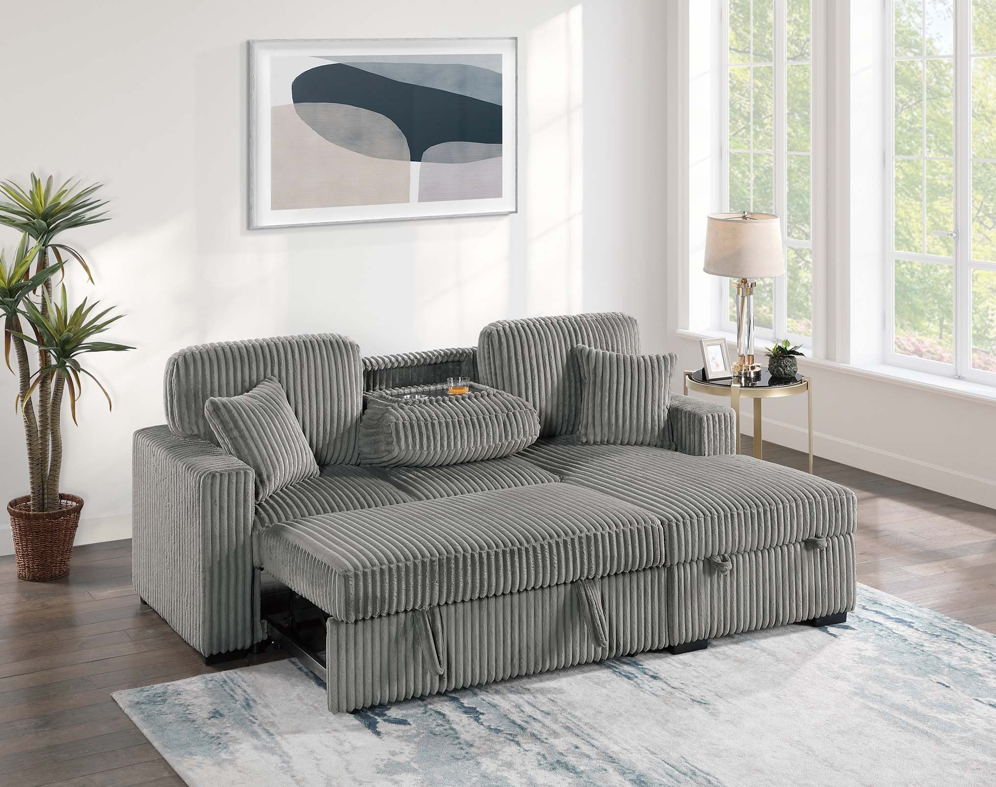 2pc Convertible Sectional Smoke Color